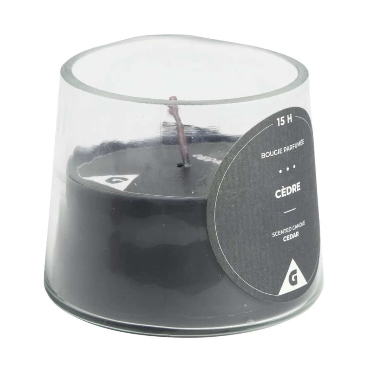 Bougie dans verre senteur cèdre Ø9xH7.5cm < Gifi New