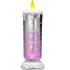 Bougie de Noël animée LED effet neige Ø9xH23cm