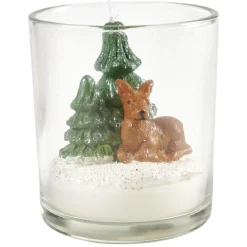 Bougie de Noël avec sujets sur manteau de neige Ø7 cm