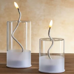 Bougie en verre à LED Ø8xH15cm < Gifi New