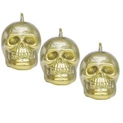 Bougie Halloween en forme de crâne x3