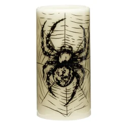 Bougie Halloween LED araignée cire blanc Ø7,5xH15cm