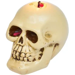 Bougie Halloween tête de mort beige