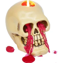 Bougie Halloween tête de mort beige