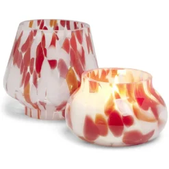 Bougie lampe 25H en verre blanc et rouge senteur cannelle Ø11,2xH15cm < Gifi New