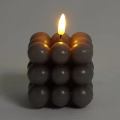 Bougie LED boules grises 7,5x7,5x7,5cm