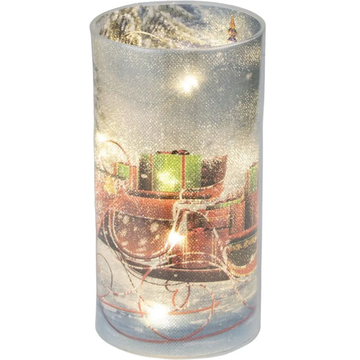 Bougie LED décor Noël traditionnel Ø8xH15cm (2 modèles)