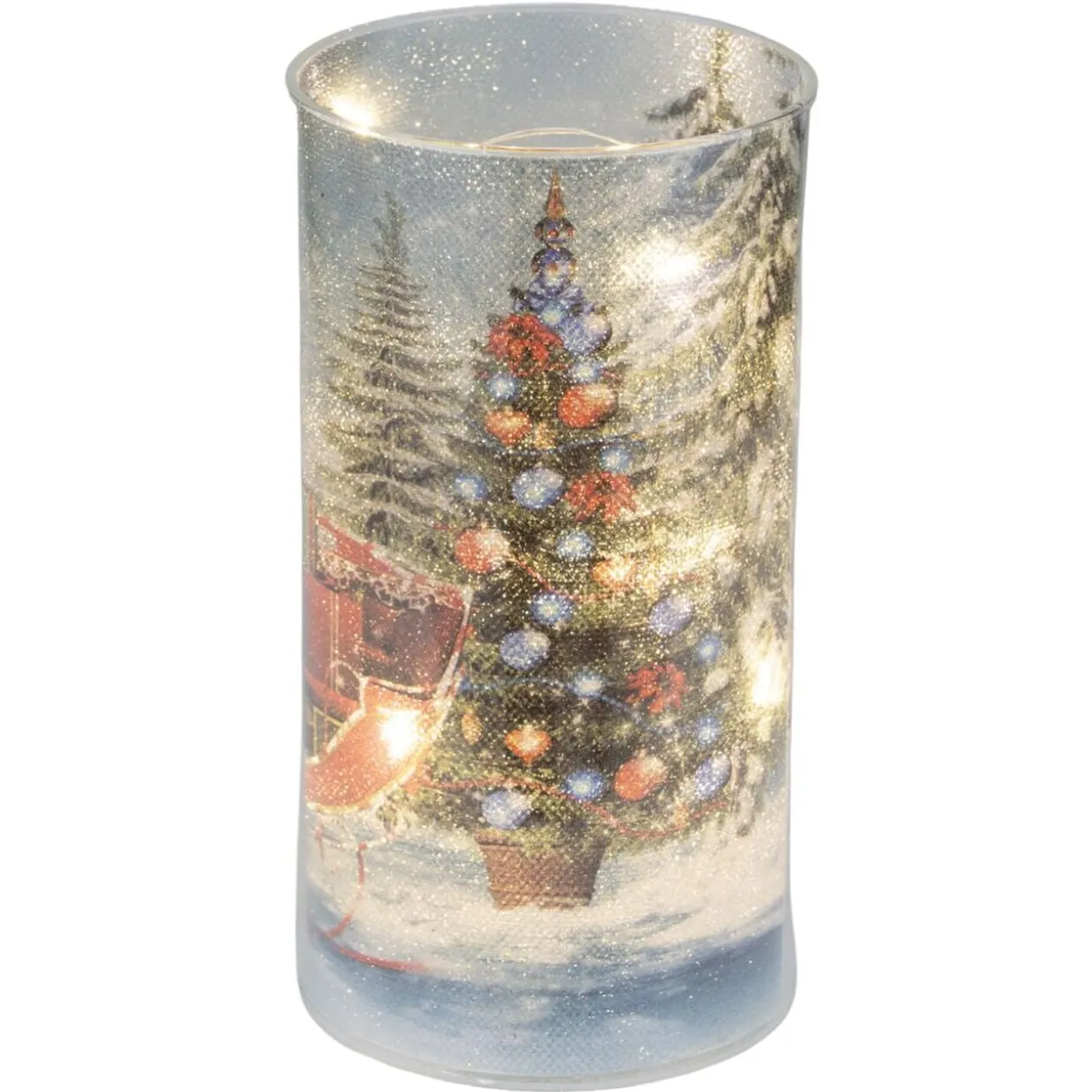 Bougie LED décor Noël traditionnel Ø8xH15cm (2 modèles)
