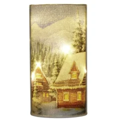 Bougie LED décor Noël traditionnel Ø8xH15cm (2 modèles)