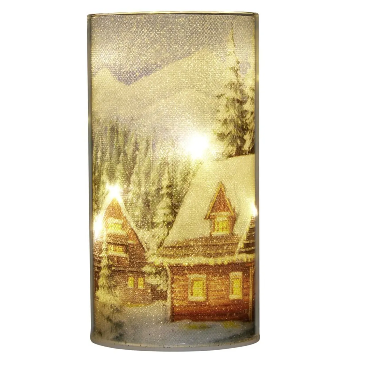 Bougie LED décor Noël traditionnel Ø8xH15cm (2 modèles)