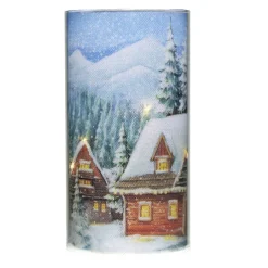 Bougie LED décor Noël traditionnel Ø8xH15cm (2 modèles)