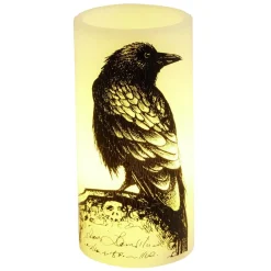 Bougie LED Halloween corbeau Ø7,5xH15cm < Gifi Discount