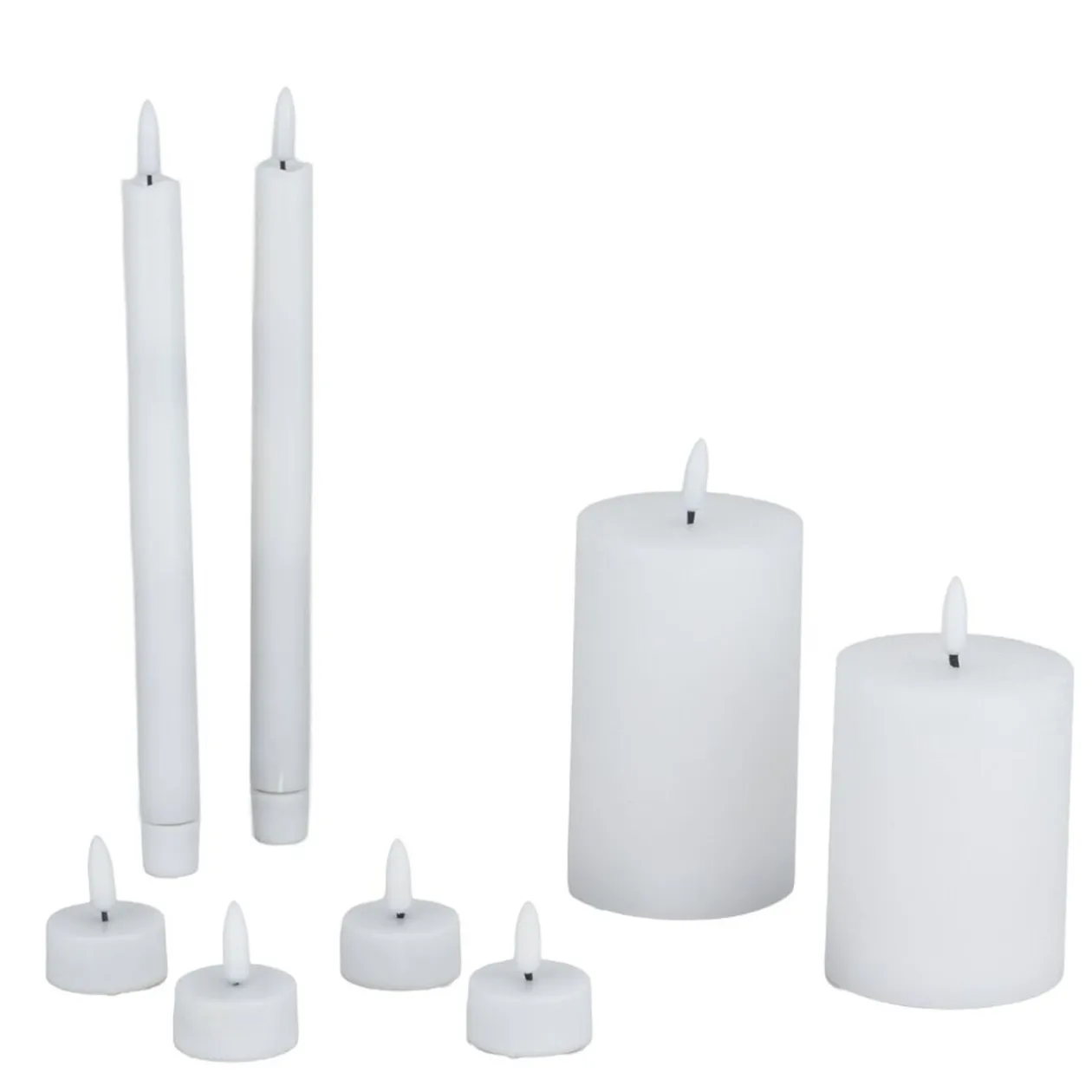 Bougie LED X9 pcs L22X9XH25 cm plastique blanc