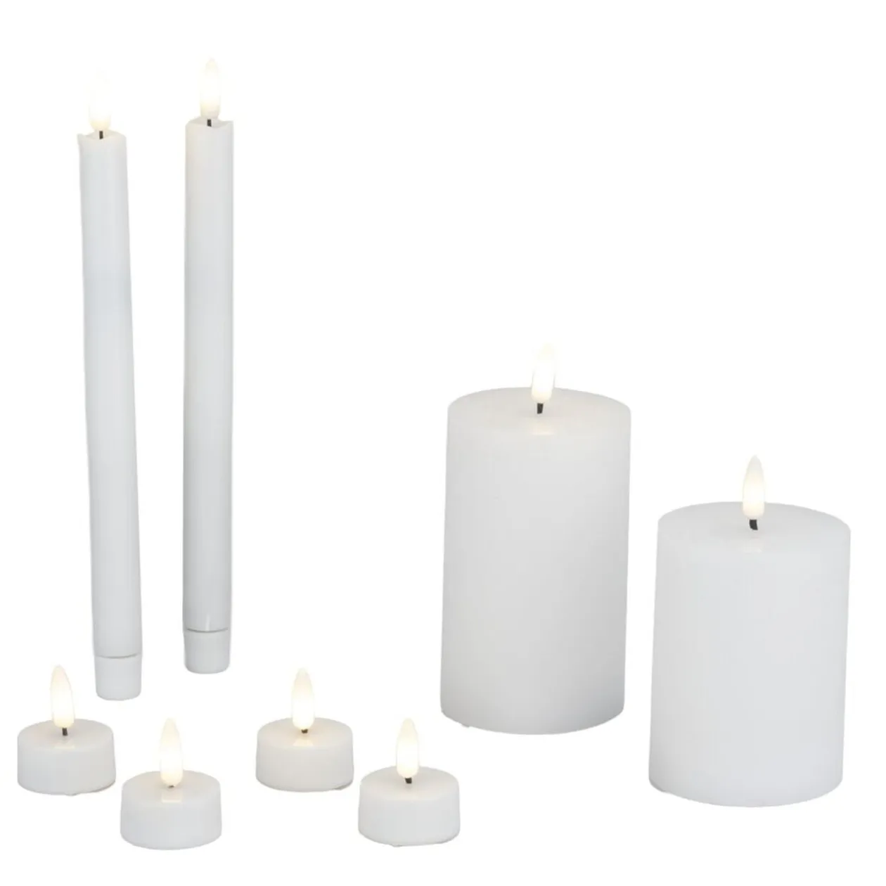 Bougie LED X9 pcs L22X9XH25 cm plastique blanc