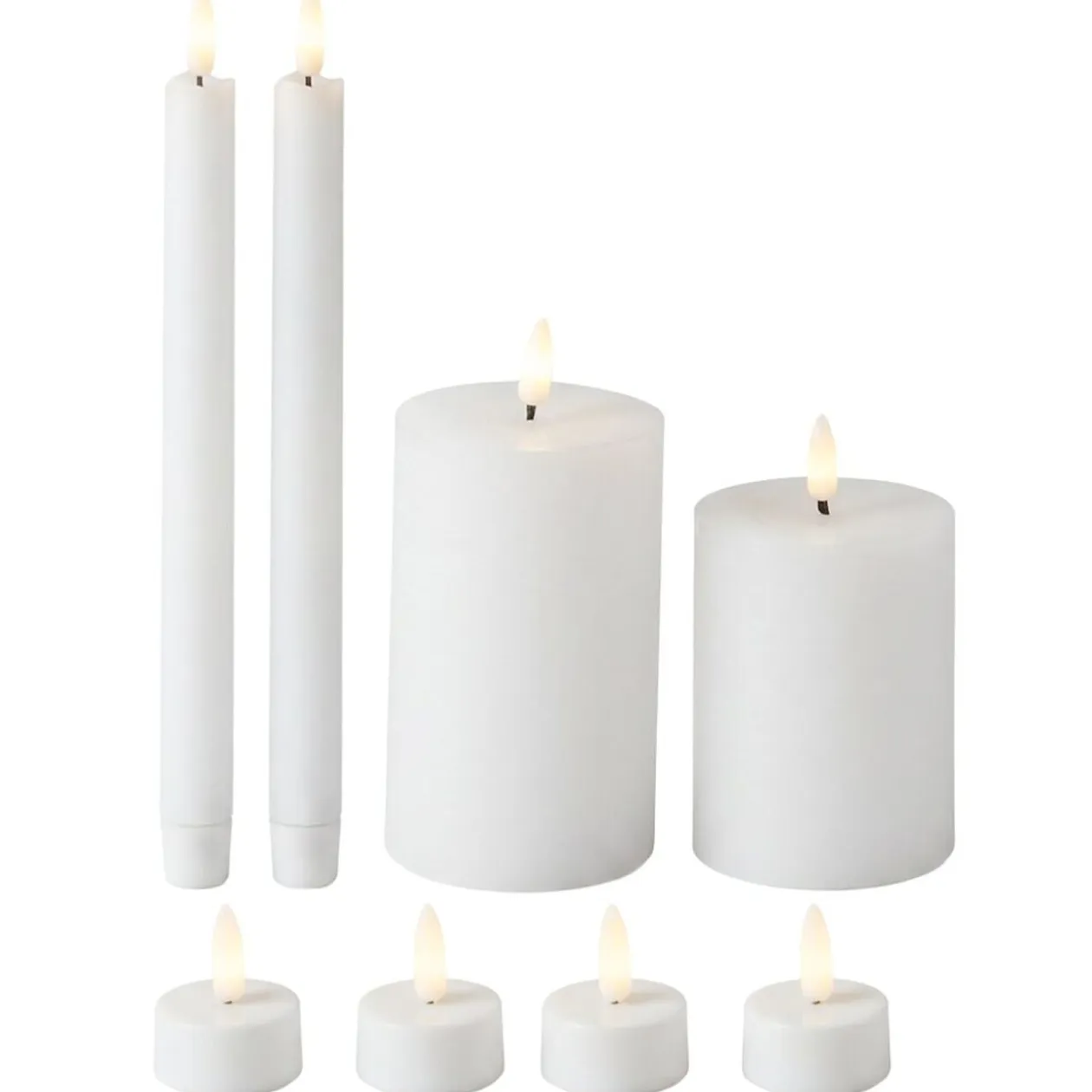 Bougie LED X9 pcs L22X9XH25 cm plastique blanc