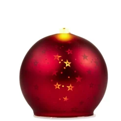 Bougie lumineuse forme boule de Noël en verre rouge Ø10xH13cm < Gifi