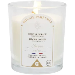 Bougie marron dans verre senteur ambre patchouli Ø7xH8cm