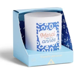 Bougie Merci pour cette année bleu senteur vanille < Gifi Clearance