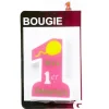Bougie mon 1er anniversaire rose H9,5cm < Gifi