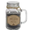 Bougie noire dans mug en verre avec couvercle senteur myrrhe ambre