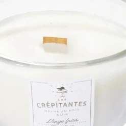 Bougie parfumée blanche Les crépitantes senteur linge frais 50H < Gifi New