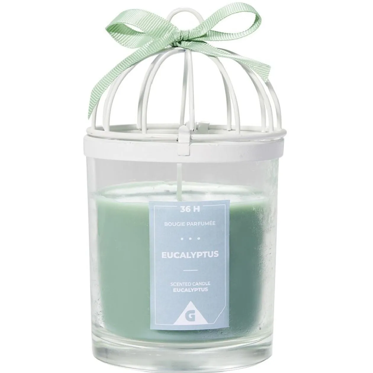 Bougie parfumée cage à oiseau senteur eucalyptus 36H