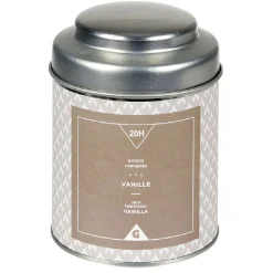 Bougie parfumée dans pot en métal senteur vanille