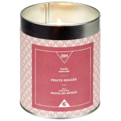 Bougie parfumée dans pot en métal senteur fruits rouges 20H