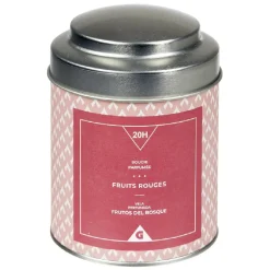 Bougie parfumée dans pot en métal senteur fruits rouges 20H