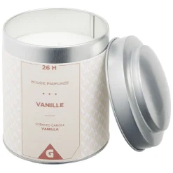 Bougie parfumée dans pot métal gris et ivoire senteur vanille 26H < Gifi New