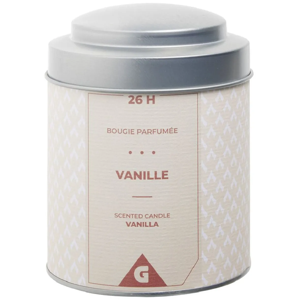 Bougie parfumée dans pot métal gris et ivoire senteur vanille 26H < Gifi New