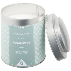 Bougie parfumée dans pot métal gris et vert senteur eucalyptus 26H < Gifi Discount