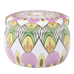 Bougie parfumée dans pot métal motif indien coloré 10H (3 modèles)