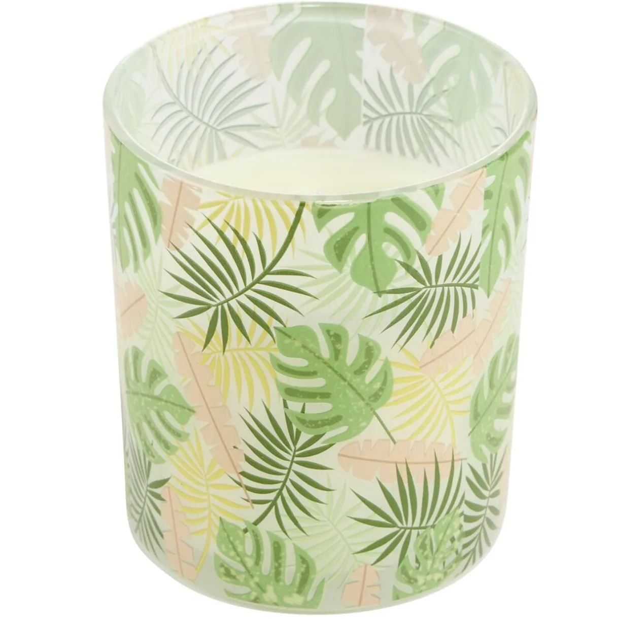 Bougie parfumée dans pot verre feuillage phosphorescent Ø8,5xH10cm (3modèles) < Gifi Online