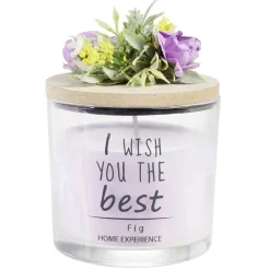 Bougie parfumée dans verre couvercle bois fleur message Ø8xH11cm < Gifi Best