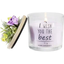 Bougie parfumée dans verre couvercle bois fleur message Ø8xH11cm < Gifi Best