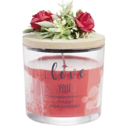 Bougie parfumée dans verre couvercle bois fleur message Ø8xH11cm < Gifi Best