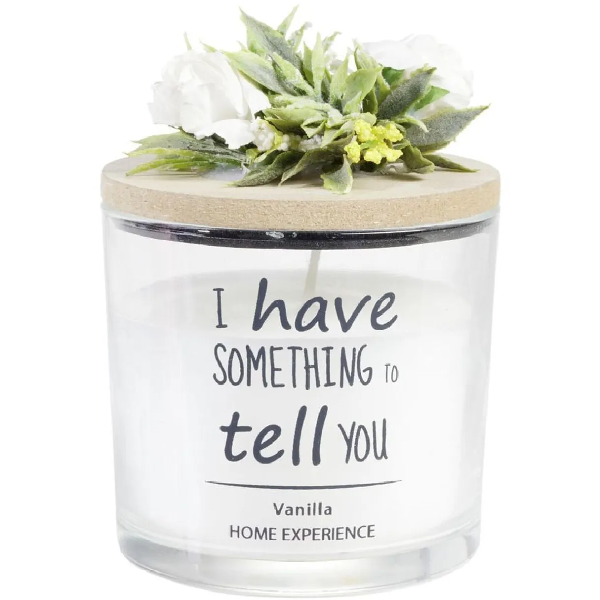 Bougie parfumée dans verre couvercle bois fleur message Ø8xH11cm < Gifi Best