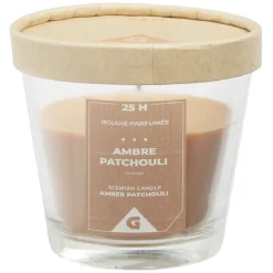 Bougie parfumée dans verre senteur ambre patchouli Ø9xH8,3cm 25H < Gifi Best