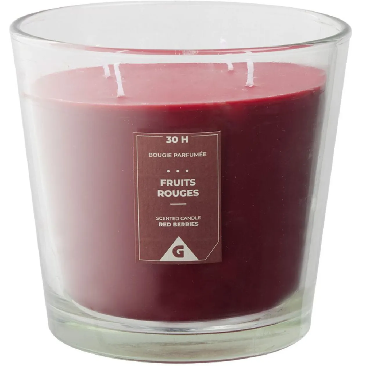 Bougie parfumée dans verre senteur fruits rouges Ø13,5xH12,5cm 30H
