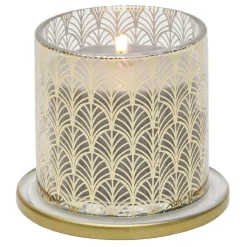 Bougie parfumée grise sous cloche transparent doré < Gifi New