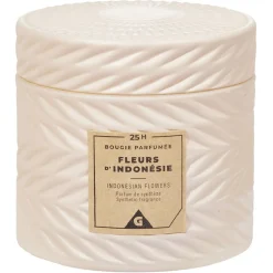 Bougie parfumée ivoire design relief senteur fleurs d'Indonésie 25H