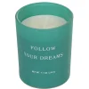 Bougie parfumée à message dans verre bleu senteur monoï