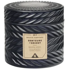 Bougie parfumée noire design relief senteur d'Orient 25H < Gifi Hot