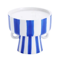 Bougie parfumée pot céramique à rayures Ø10xH9,5cm (2 modèles)