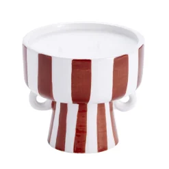 Bougie parfumée pot céramique à rayures Ø10xH9,5cm (2 modèles)