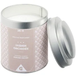 Bougie parfumée pot métal gris et beige senteur jasmin orchidée 26H < Gifi Hot