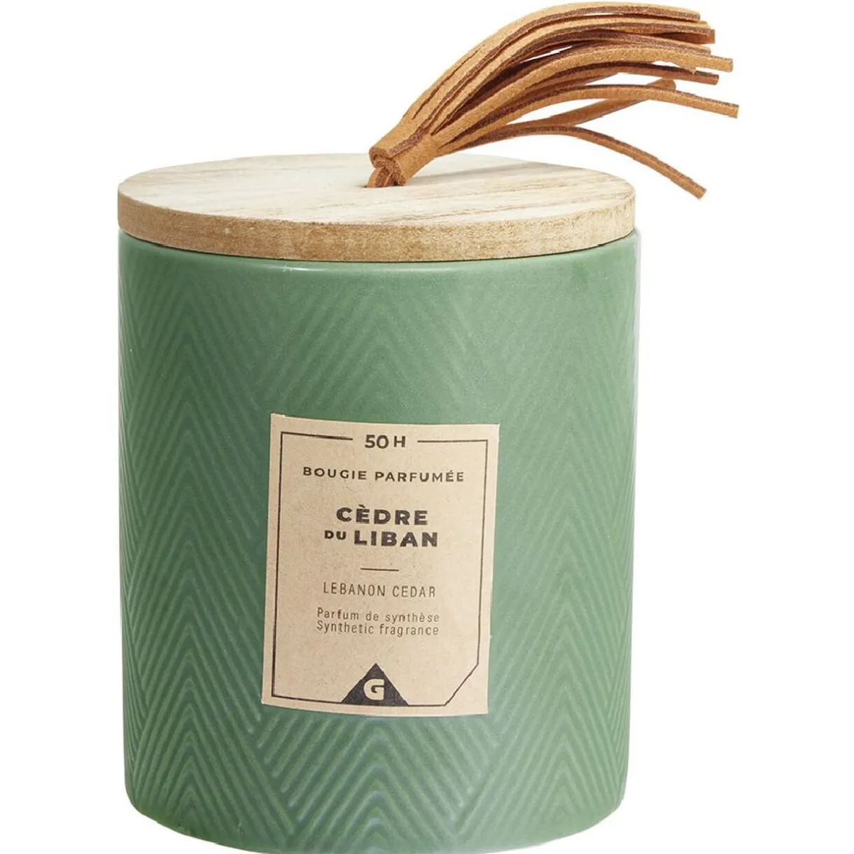 Bougie parfumée verte senteur cèdre du Liban 50H < Gifi Discount