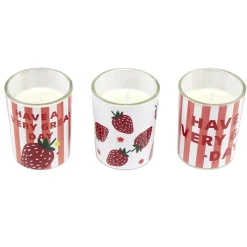 Bougie parfumée x3 dans pot verre décoré Ø5xH6cm (3 modèles)