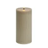 Bougie pilier à LED striée gris Ø7xH15cm < Gifi Discount